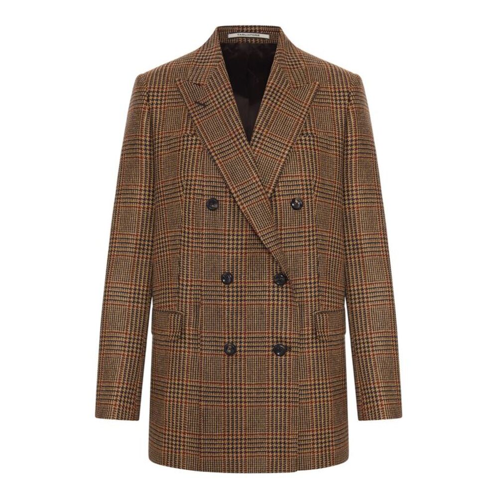 Tagliatore Women Double-Breasted Check Cashmere Blend Blazer Jacket